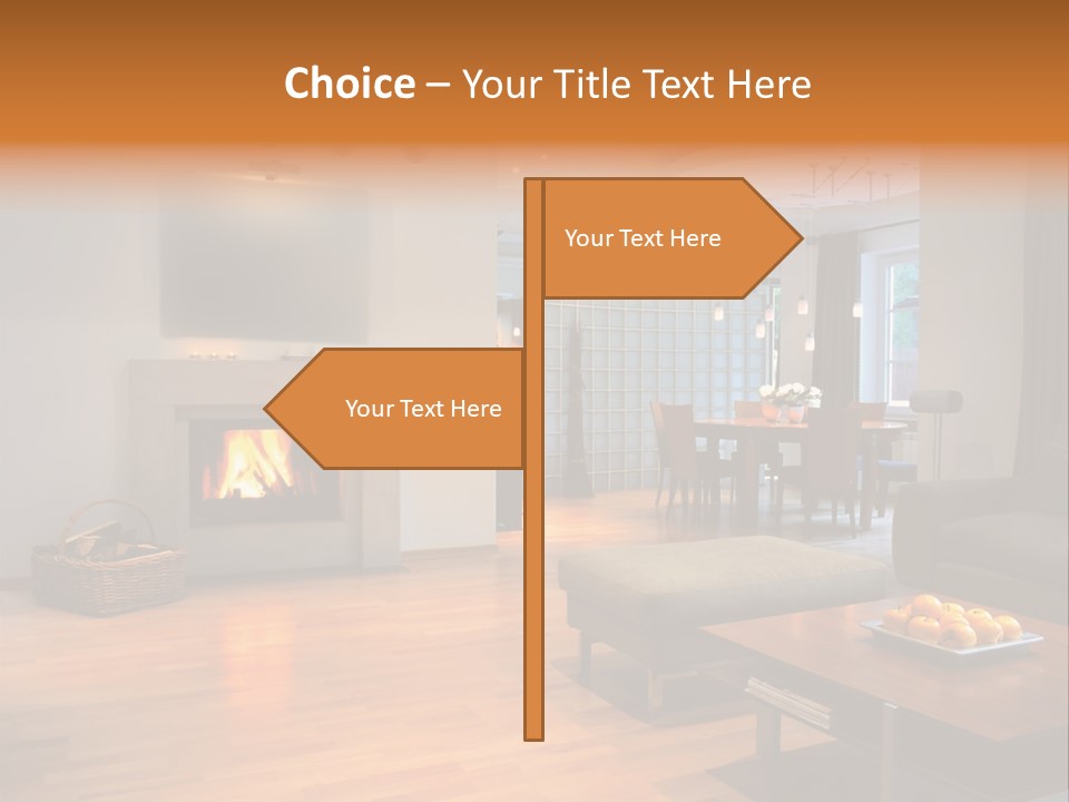 Open Space With Fire Place PowerPoint Template