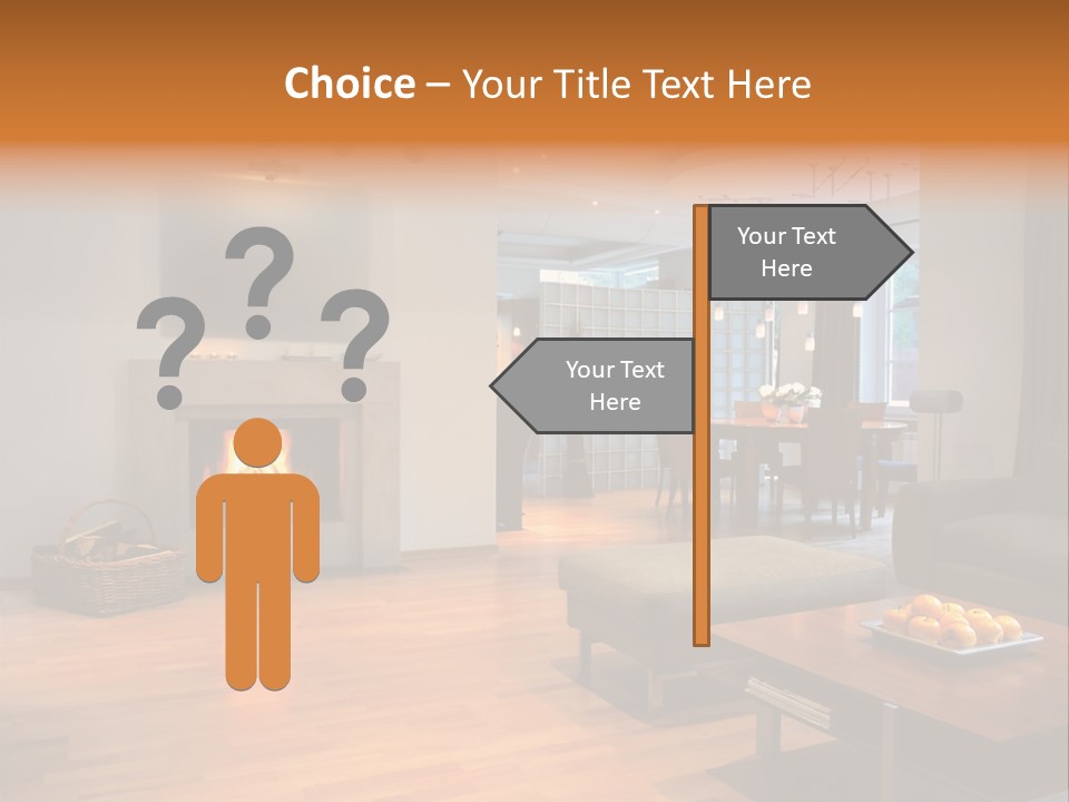 Open Space With Fire Place PowerPoint Template