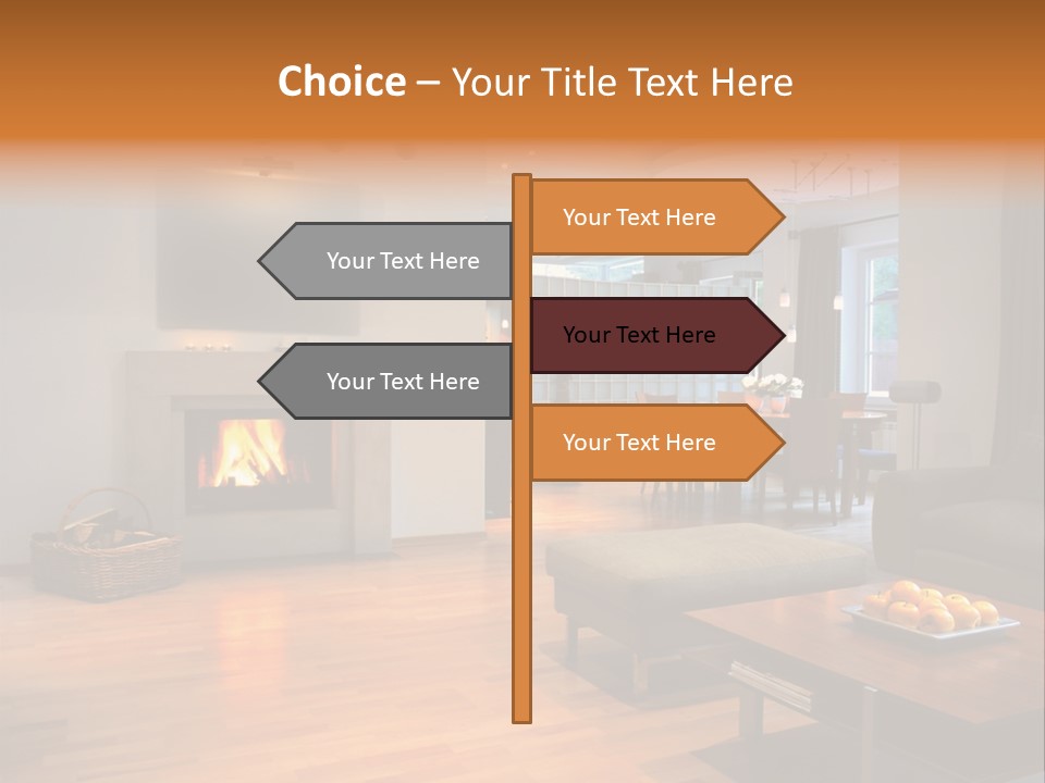 Open Space With Fire Place PowerPoint Template
