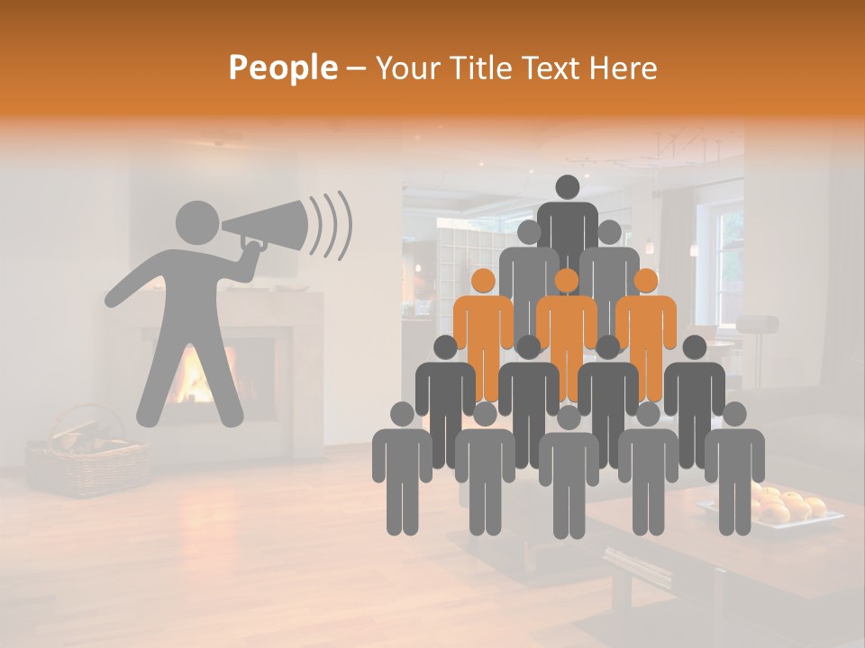 Open Space With Fire Place PowerPoint Template