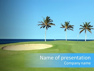 Hawaiian Golf Course On Lava Ocean Shore Of Kona Island PowerPoint Template