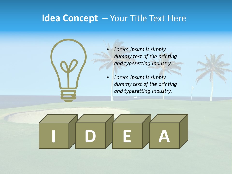 Hawaiian Golf Course On Lava Ocean Shore Of Kona Island PowerPoint Template