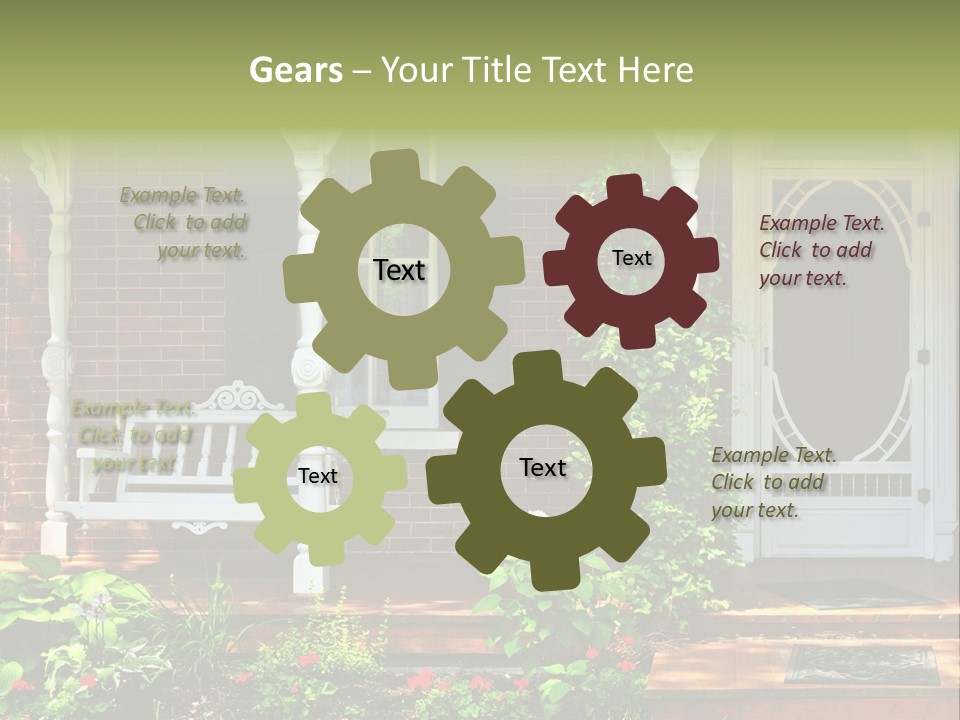 Beautiful Porch Of Victorian House Decorated With Flowers PowerPoint Template