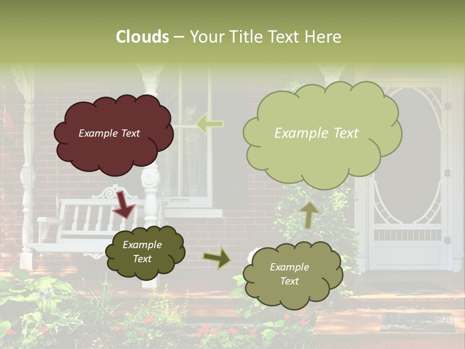 Beautiful Porch Of Victorian House Decorated With Flowers PowerPoint Template