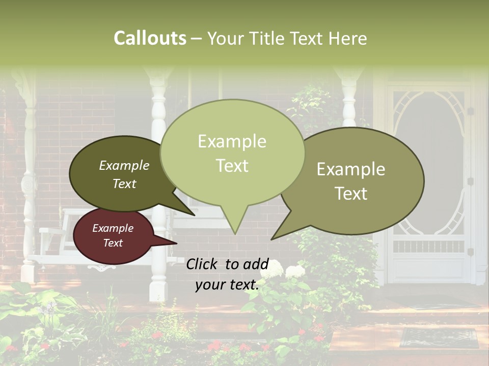 Beautiful Porch Of Victorian House Decorated With Flowers PowerPoint Template