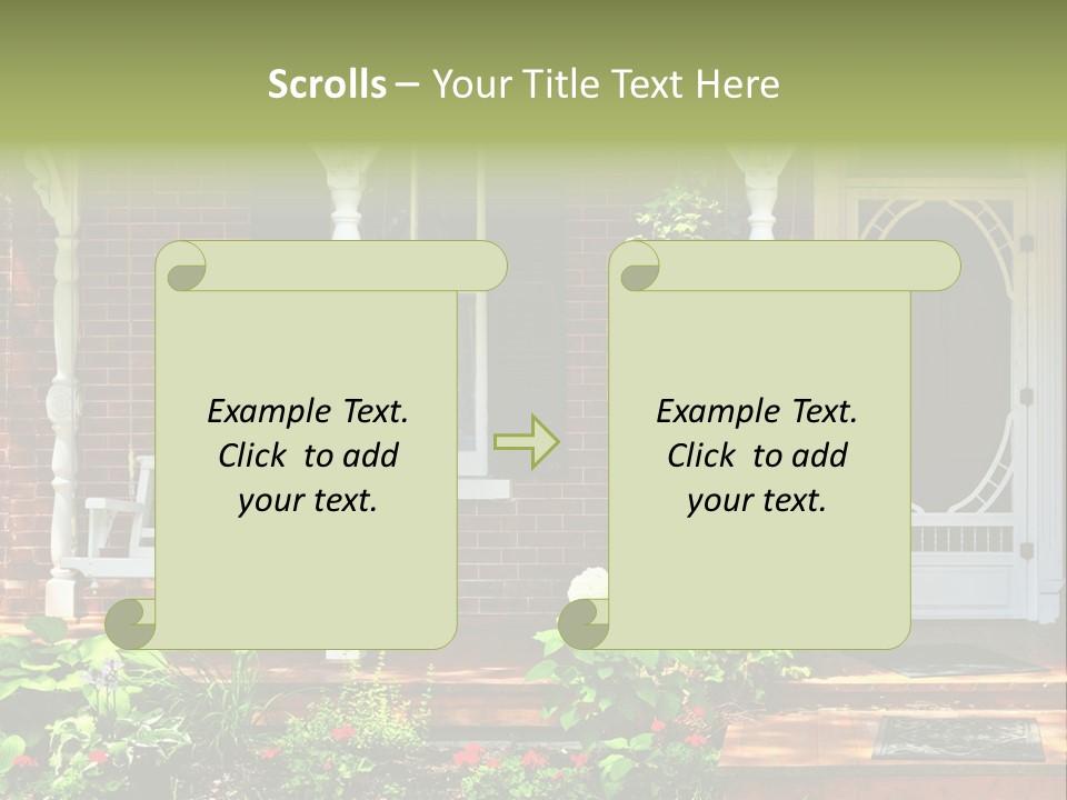Beautiful Porch Of Victorian House Decorated With Flowers PowerPoint Template