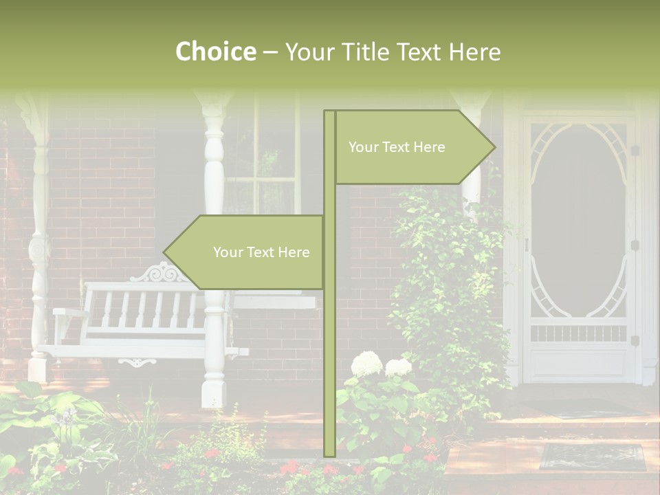 Beautiful Porch Of Victorian House Decorated With Flowers PowerPoint Template