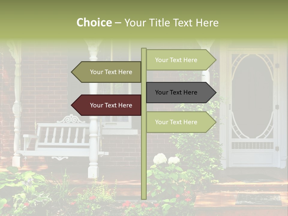 Beautiful Porch Of Victorian House Decorated With Flowers PowerPoint Template