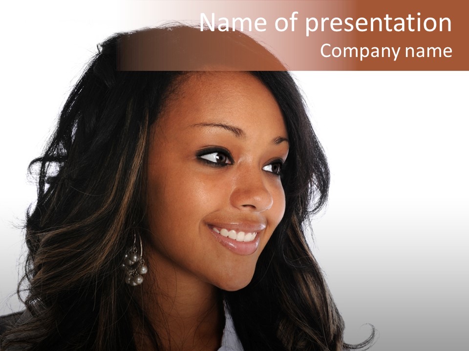 Portrait Of Beautiful African American Woman Smiling PowerPoint Template
