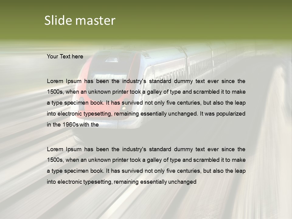 Train Speeding Along Its Tracks. Motion Blur. PowerPoint Template