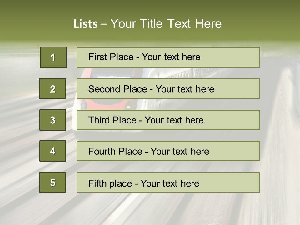 Train Speeding Along Its Tracks. Motion Blur. PowerPoint Template