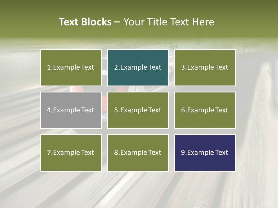 Train Speeding Along Its Tracks. Motion Blur. PowerPoint Template