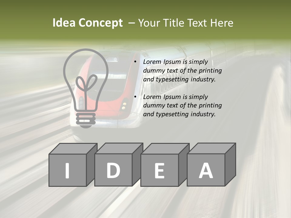 Train Speeding Along Its Tracks. Motion Blur. PowerPoint Template