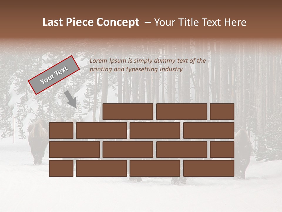 A Herd Of Bison Walking Through A Snow Covered Forest PowerPoint Template