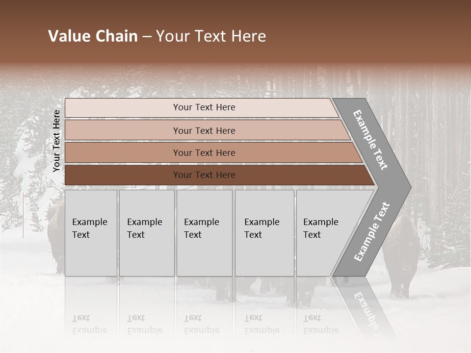 A Herd Of Bison Walking Through A Snow Covered Forest PowerPoint Template