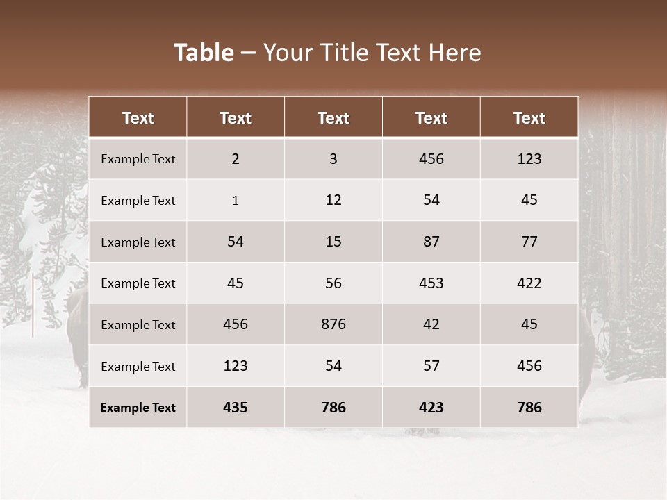 A Herd Of Bison Walking Through A Snow Covered Forest PowerPoint Template