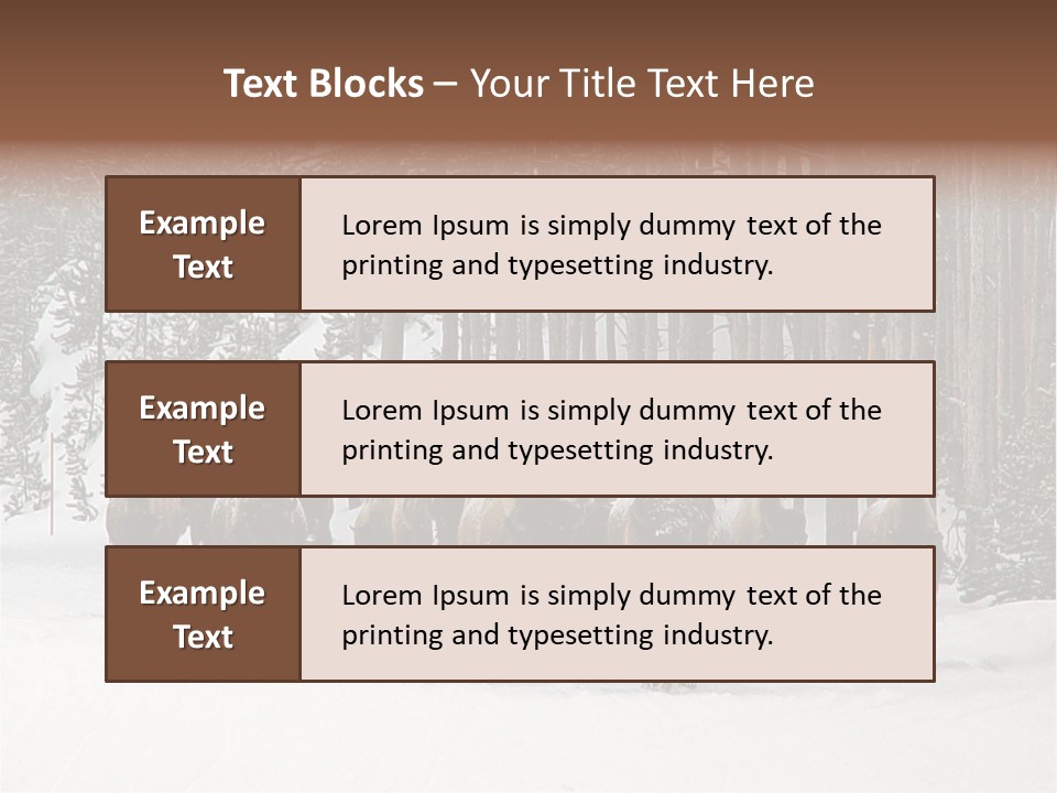 A Herd Of Bison Walking Through A Snow Covered Forest PowerPoint Template