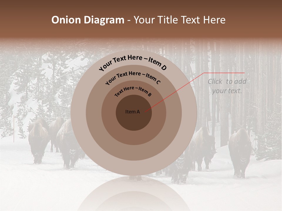 A Herd Of Bison Walking Through A Snow Covered Forest PowerPoint Template