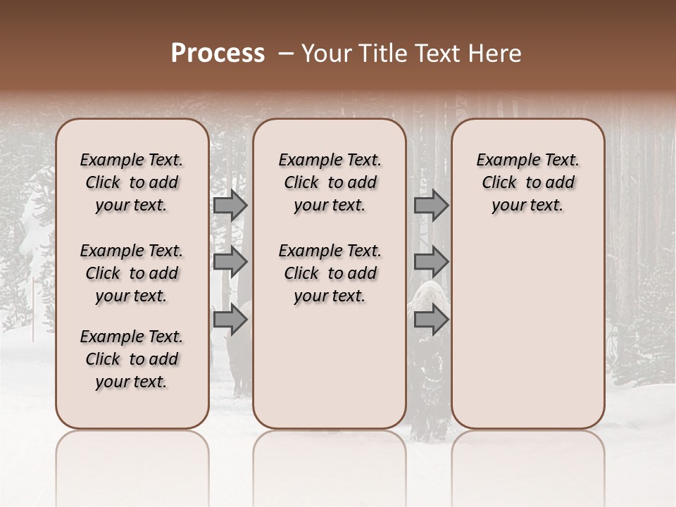 A Herd Of Bison Walking Through A Snow Covered Forest PowerPoint Template