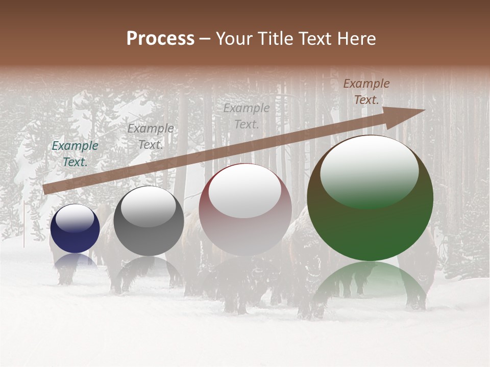 A Herd Of Bison Walking Through A Snow Covered Forest PowerPoint Template