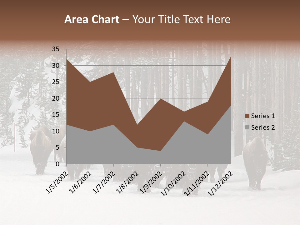 A Herd Of Bison Walking Through A Snow Covered Forest PowerPoint Template