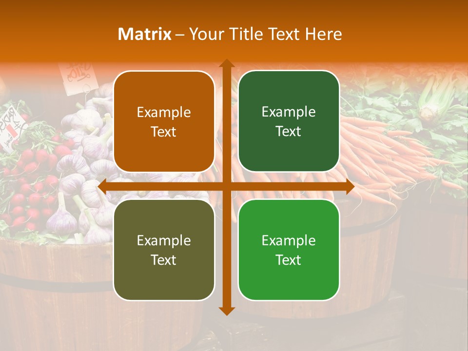 Fresh Organic Vegetables In Big Wooden Buckets PowerPoint Template