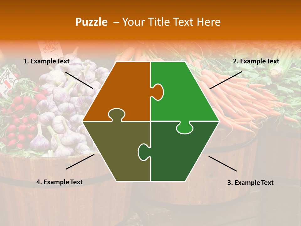 Fresh Organic Vegetables In Big Wooden Buckets PowerPoint Template