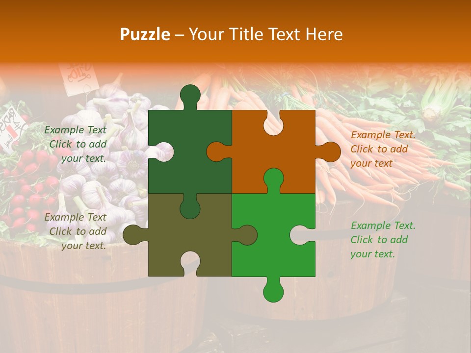 Fresh Organic Vegetables In Big Wooden Buckets PowerPoint Template