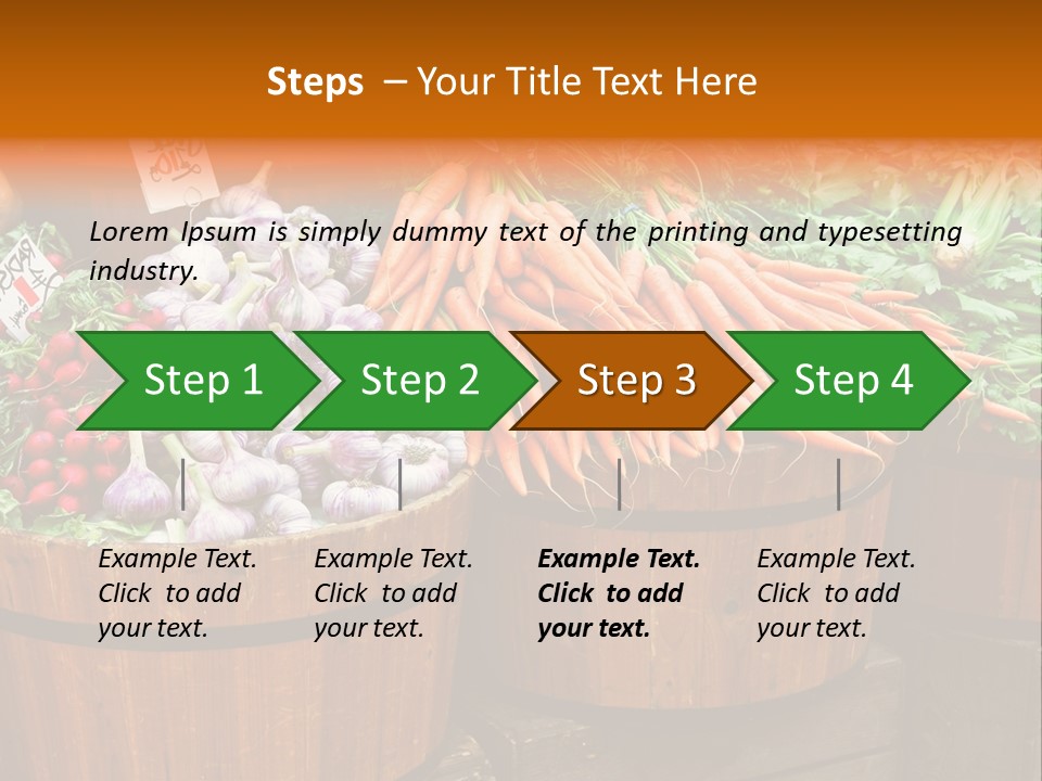 Fresh Organic Vegetables In Big Wooden Buckets PowerPoint Template