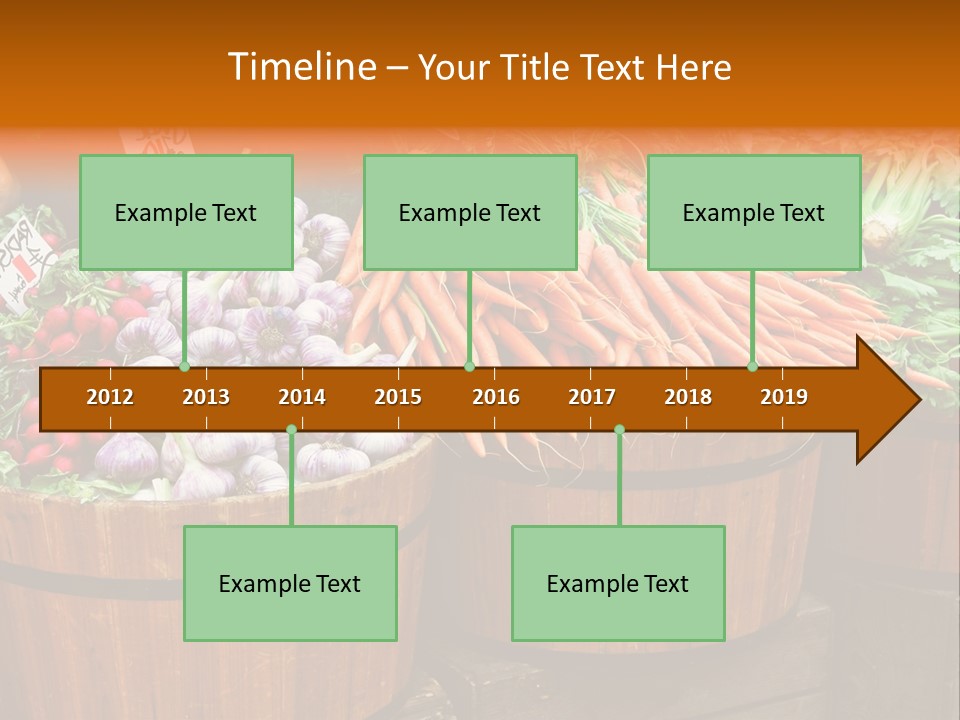 Fresh Organic Vegetables In Big Wooden Buckets PowerPoint Template