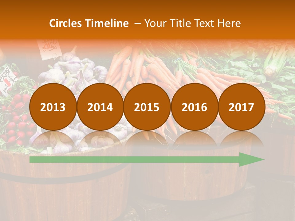 Fresh Organic Vegetables In Big Wooden Buckets PowerPoint Template