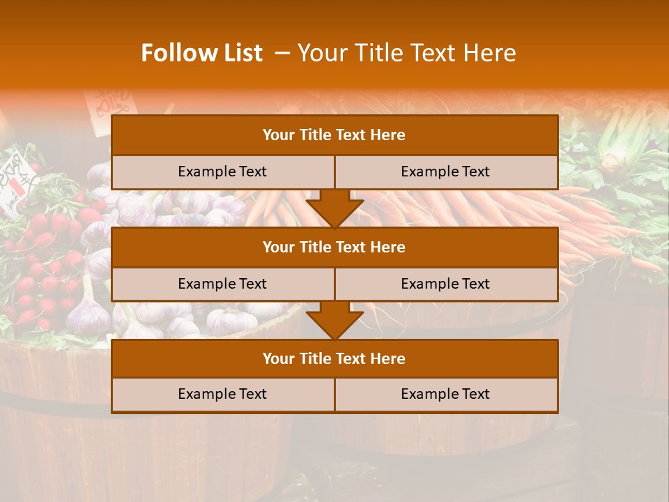 Fresh Organic Vegetables In Big Wooden Buckets PowerPoint Template