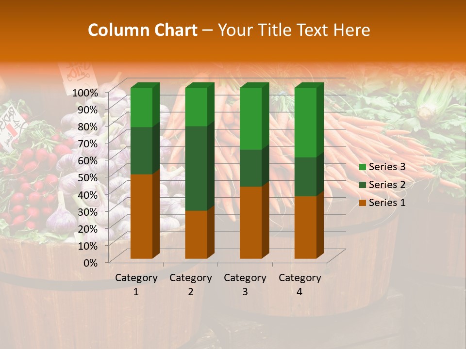Fresh Organic Vegetables In Big Wooden Buckets PowerPoint Template