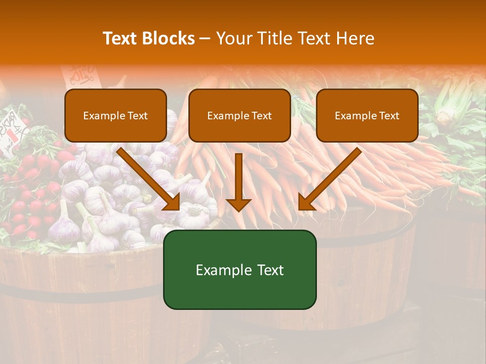 Fresh Organic Vegetables In Big Wooden Buckets PowerPoint Template