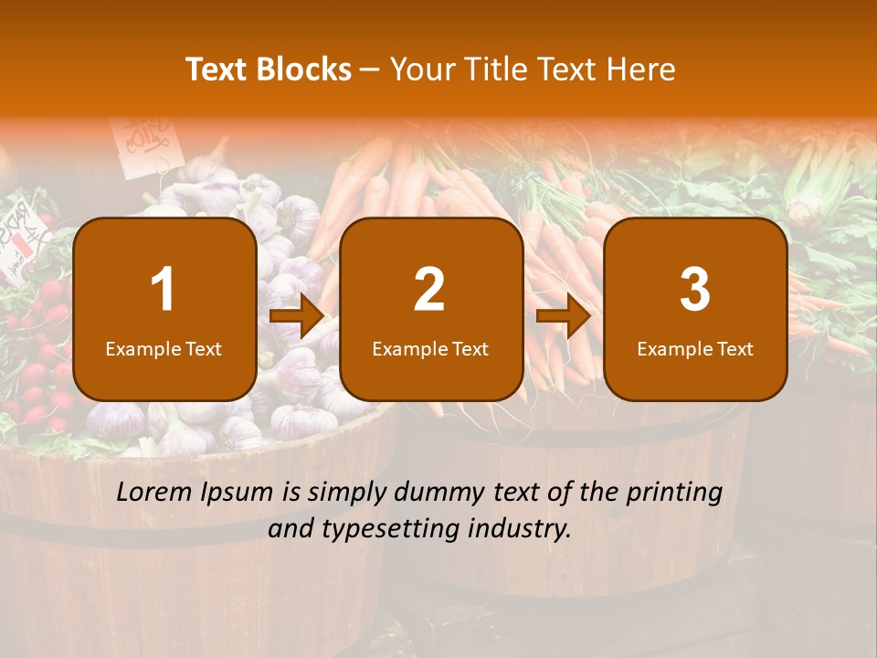 Fresh Organic Vegetables In Big Wooden Buckets PowerPoint Template