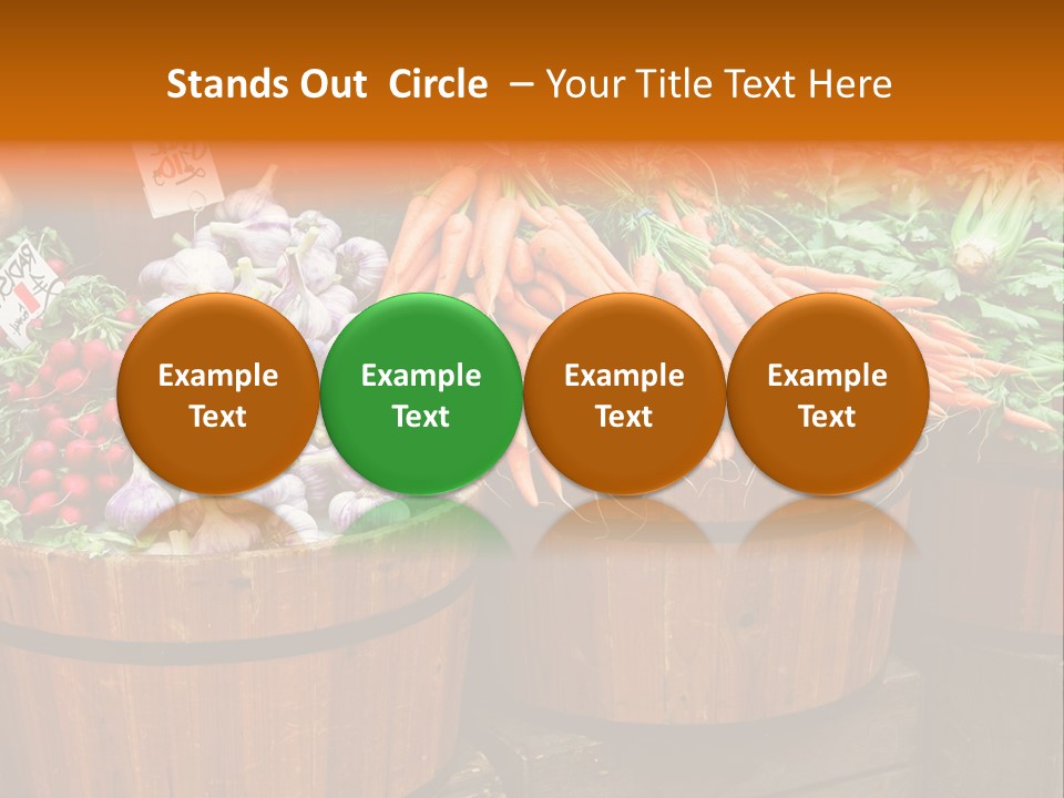 Fresh Organic Vegetables In Big Wooden Buckets PowerPoint Template