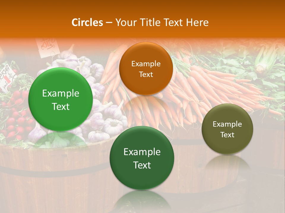 Fresh Organic Vegetables In Big Wooden Buckets PowerPoint Template