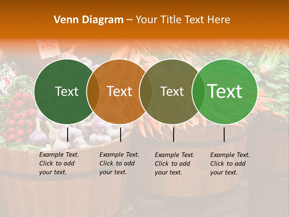 Fresh Organic Vegetables In Big Wooden Buckets PowerPoint Template