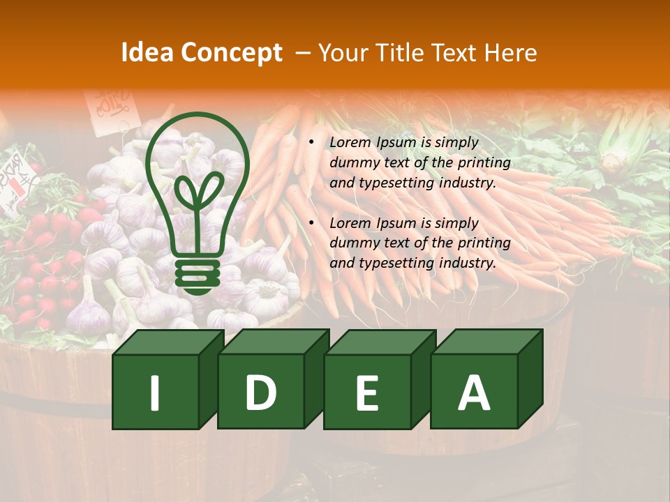 Fresh Organic Vegetables In Big Wooden Buckets PowerPoint Template