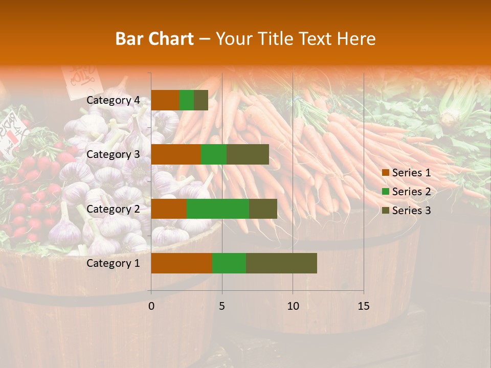 Fresh Organic Vegetables In Big Wooden Buckets PowerPoint Template