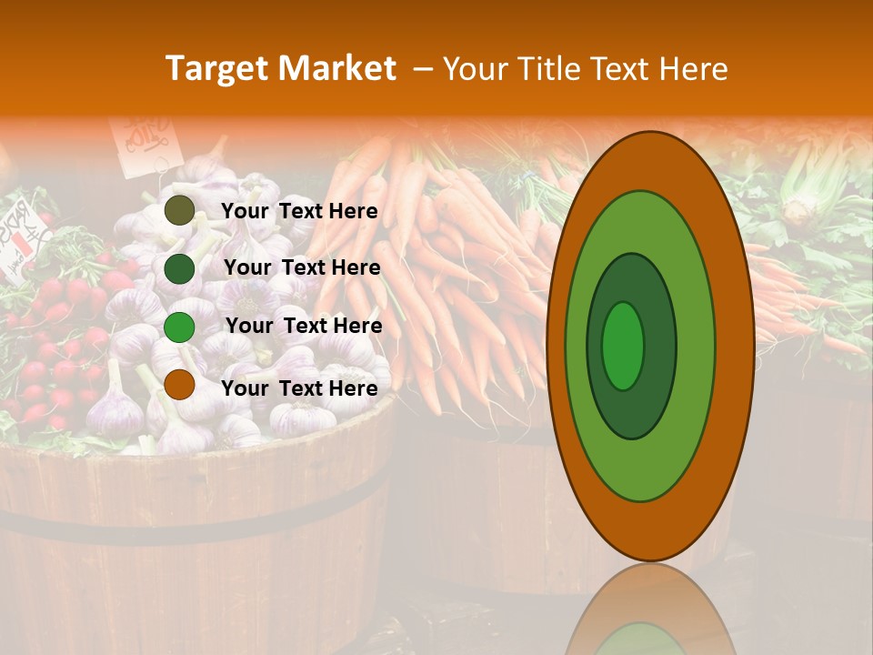 Fresh Organic Vegetables In Big Wooden Buckets PowerPoint Template