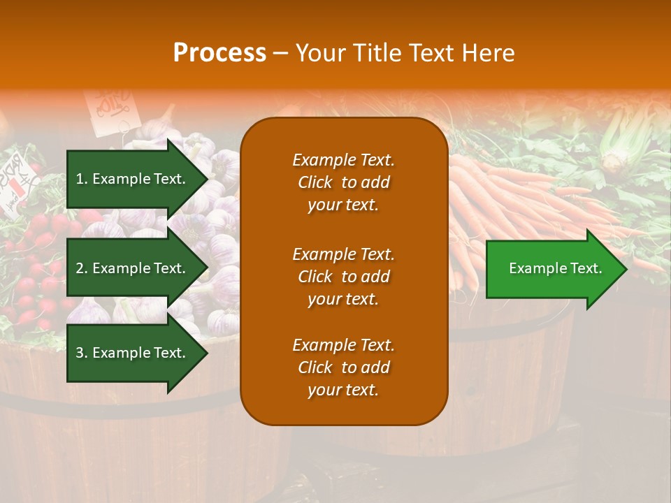 Fresh Organic Vegetables In Big Wooden Buckets PowerPoint Template