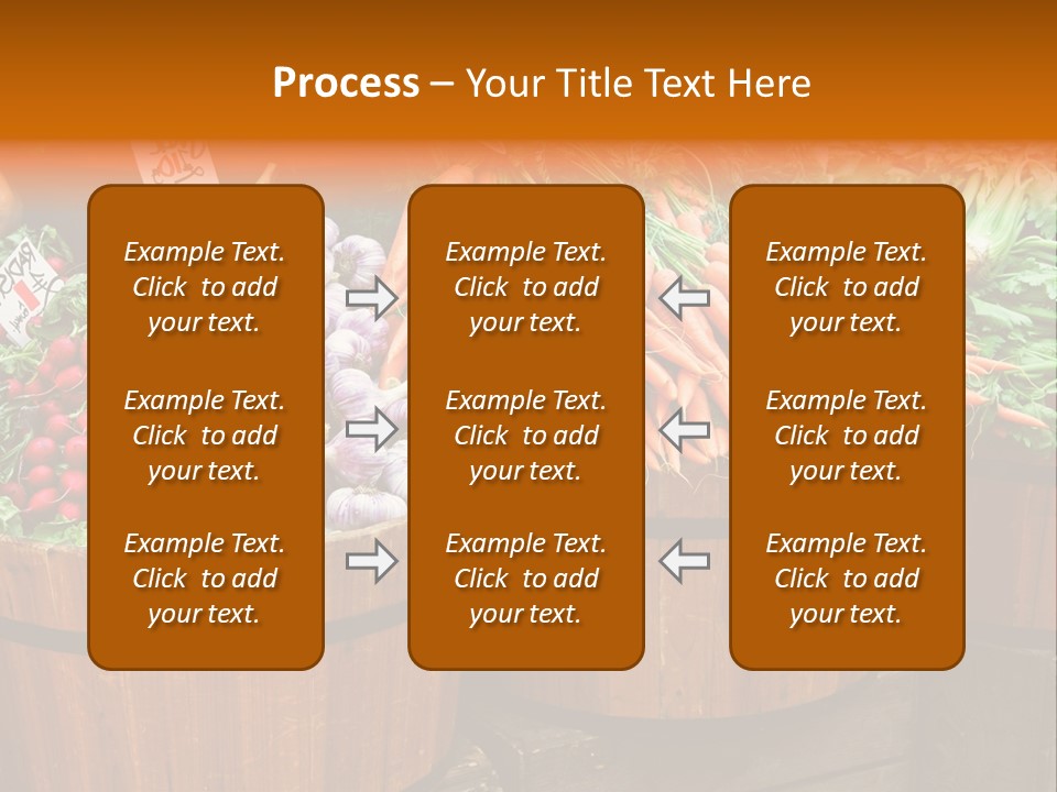 Fresh Organic Vegetables In Big Wooden Buckets PowerPoint Template