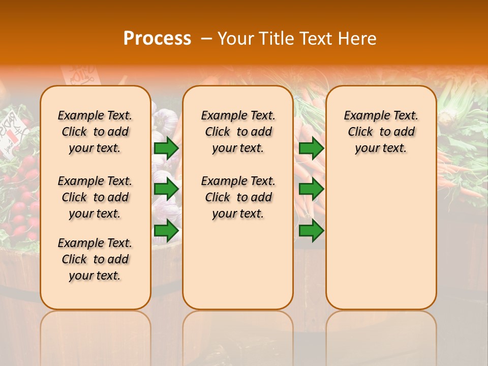 Fresh Organic Vegetables In Big Wooden Buckets PowerPoint Template