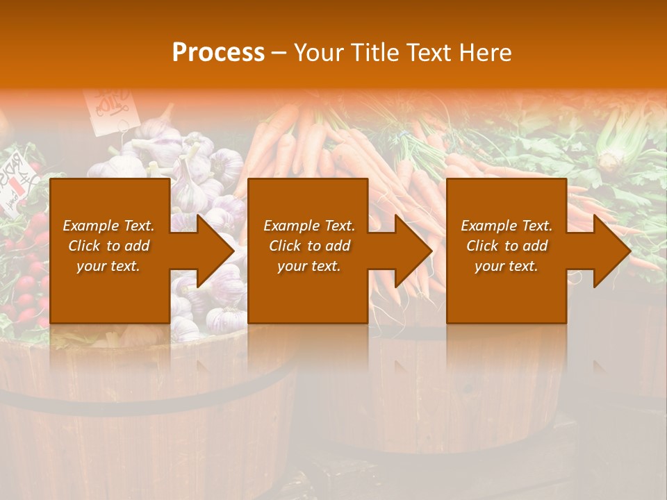 Fresh Organic Vegetables In Big Wooden Buckets PowerPoint Template