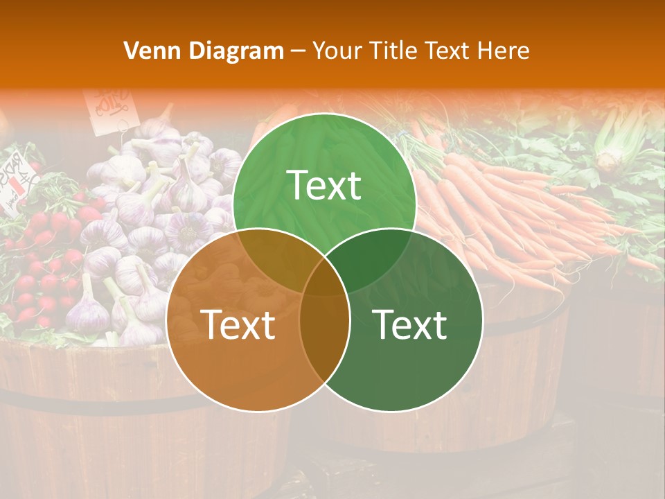 Fresh Organic Vegetables In Big Wooden Buckets PowerPoint Template
