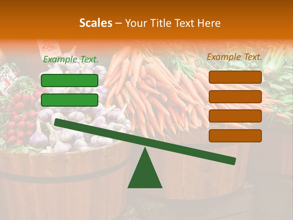 Fresh Organic Vegetables In Big Wooden Buckets PowerPoint Template