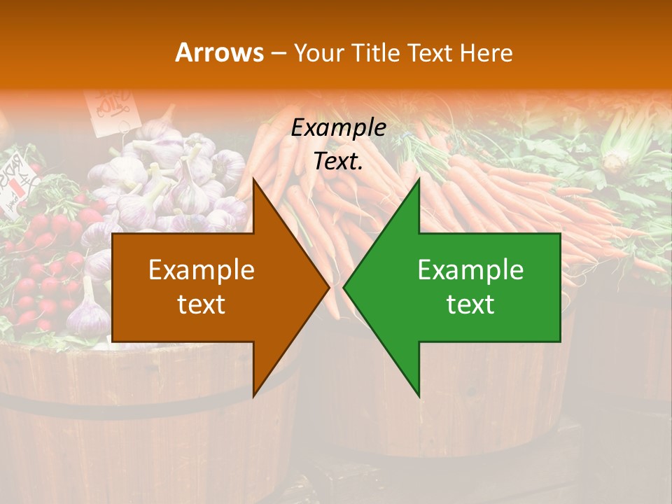 Fresh Organic Vegetables In Big Wooden Buckets PowerPoint Template