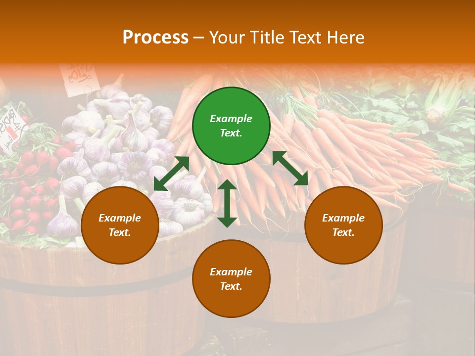 Fresh Organic Vegetables In Big Wooden Buckets PowerPoint Template