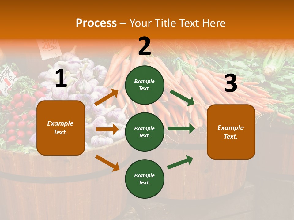 Fresh Organic Vegetables In Big Wooden Buckets PowerPoint Template
